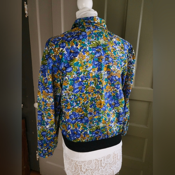 Vintage Judy Bond 80s Rare Floral Blouse Botanical Secretary Bomber Small - Picture 4 of 14